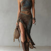 Elena | Bold One-Shoulder Printed Maxi Dress with Ruffled Slit