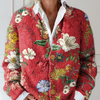 Women's Vintage Floral Art Print Buttoned Cardigan Sweater