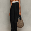 Women's Minimalist Lace-Paneled Strapless With Spaghetti Straps Maxi Dress