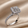 White gold ring with embedded zirconia stone