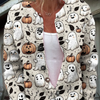 Funny Ghost Halloween Art Print Buttoned Cardigan Sweater
