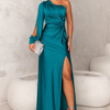 Estella - One-Sleeve Elegant Wedding Guest Maxi Dress