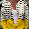 Yellow Geometric Polka Dots Print Buttoned Cardigan Sweater