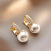 Elegant Faux Pearl & Rhinestone Studded Earrings