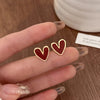 Elegant Red Heart Stud Earrings