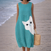 Ana | Midi dress with cute cat art