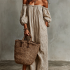 Women's Vacation Off-shoulder Long-sleeved Maxi Dress