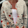Vintage Flower Art Print Buttoned Cardigan Sweater