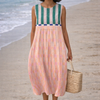 Lilia | Midi Dress in Pastel Stripes