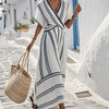 Diane | Elegant Striped Twist Front Summer Maxi Dress