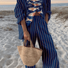 Pamela | Elegant Printed Wide Leg Two Piece Summer Set
