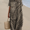 Elsa | Flowy Summer Maxi Dress with Hand-Drawn Geometric Circle Line Pattern