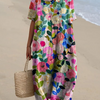 Margaret - Vibrant Floral Garden Print Flowy Summer Dress