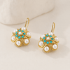 Vintage Turquoise & Pearl Medallion Earrings