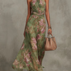 Serena | Elegant Floral Chiffon Halter Maxi Dress