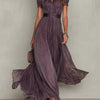 Flavia | Elegant Purple Chiffon Keyhole Maxi Dress