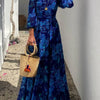 Francesca - Elegant Wedding Guest Maxi Dress with Floral Print and Off-the-Shoulder Sleeves