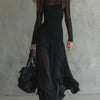 Elena | Black maxi dress with transparent sleeves