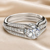 Multi-Layer White Gold Ring with Zirconia