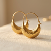 Vintage Sculpted Gold Hoop Earrings