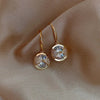 Gold Round Sparkle Drop Earrings